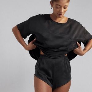Lunya Washable Silk Sleep Short Black Size M
